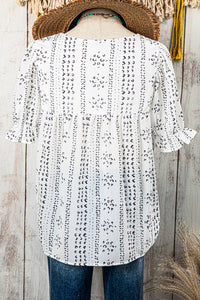 Thumbnail for Floral Embroidered Printed Crinkle Blouse