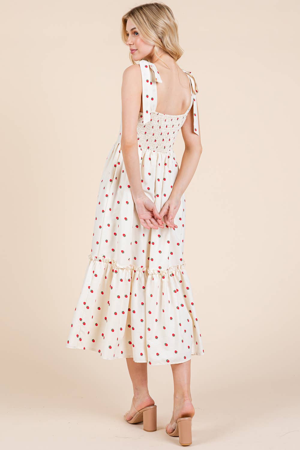 Plus Strawberry Tiered Midi Sundress