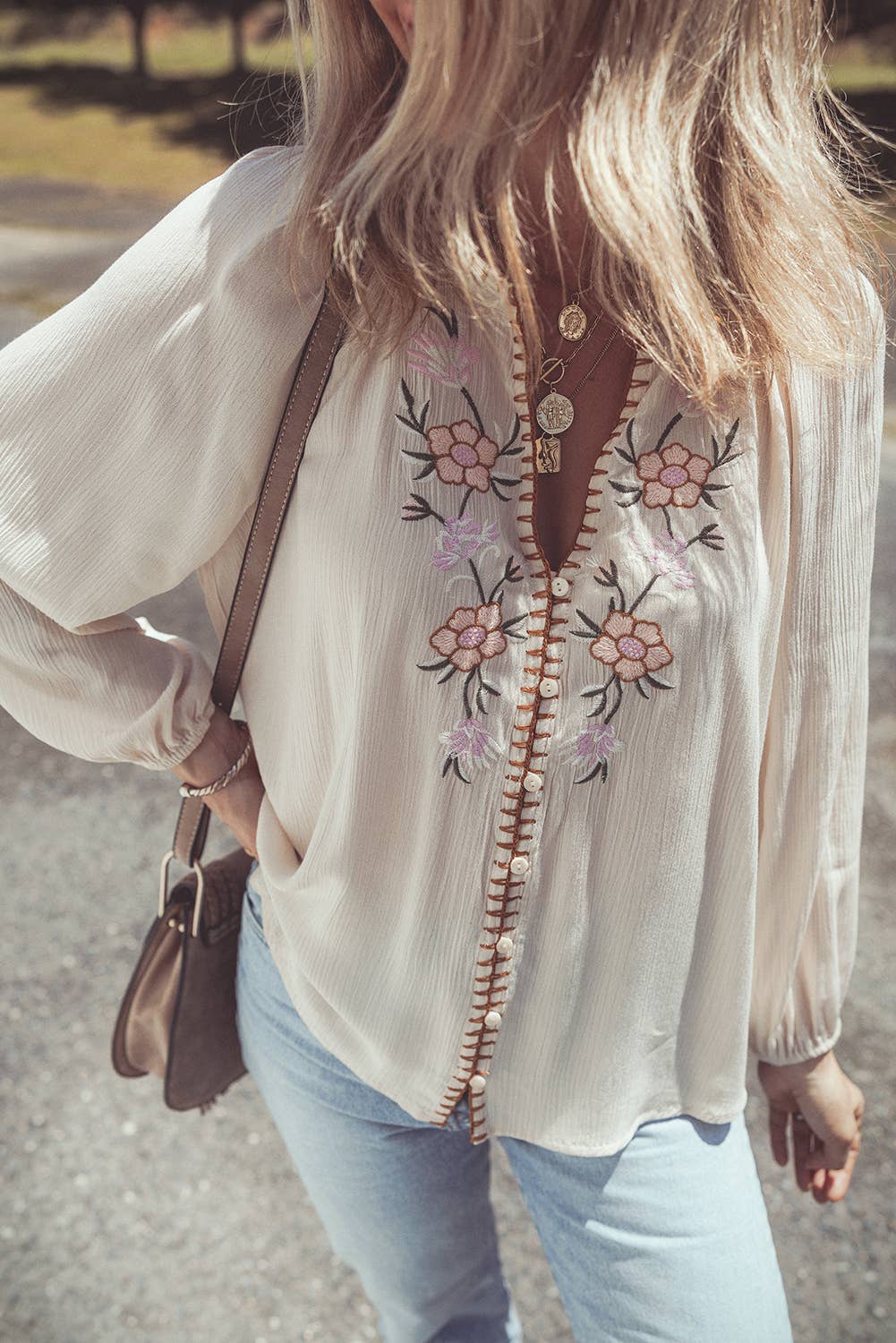 Floral Embroidered Textured Buttoned Shirt | S-XL
