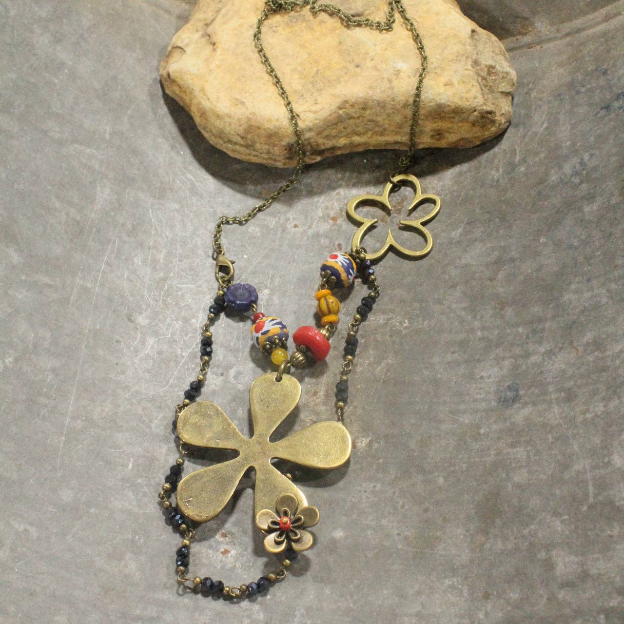 Loaded With Blooms Double Layered Flower Necklace
