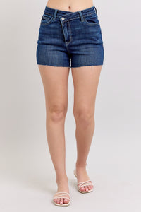 Thumbnail for Judy Blue Criss-Cross Waistband Shorts Dark