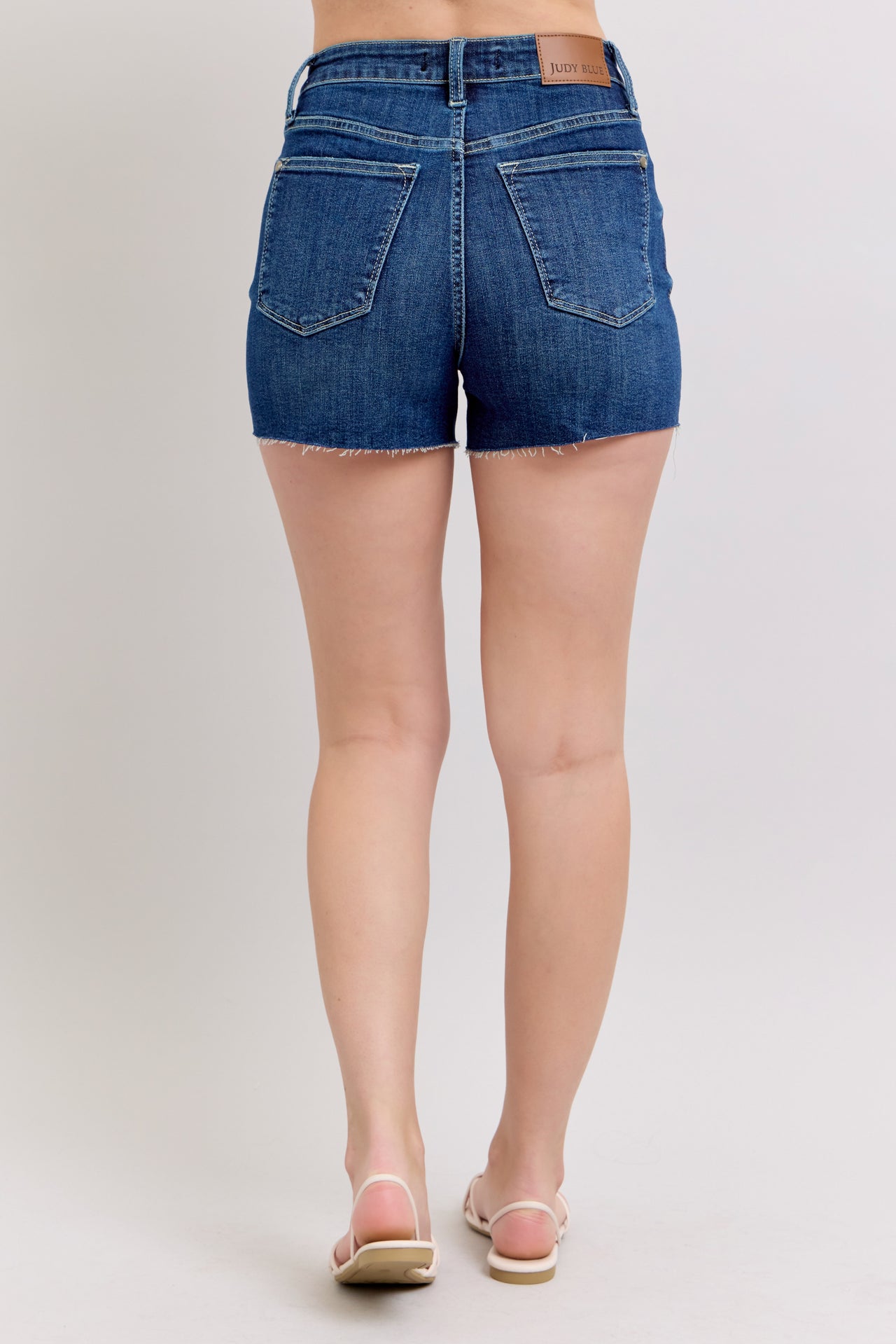 Judy Blue Criss-Cross Waistband Shorts Dark
