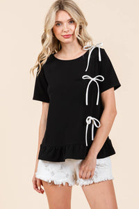 Thumbnail for 3-Bow Short Sleeve Top