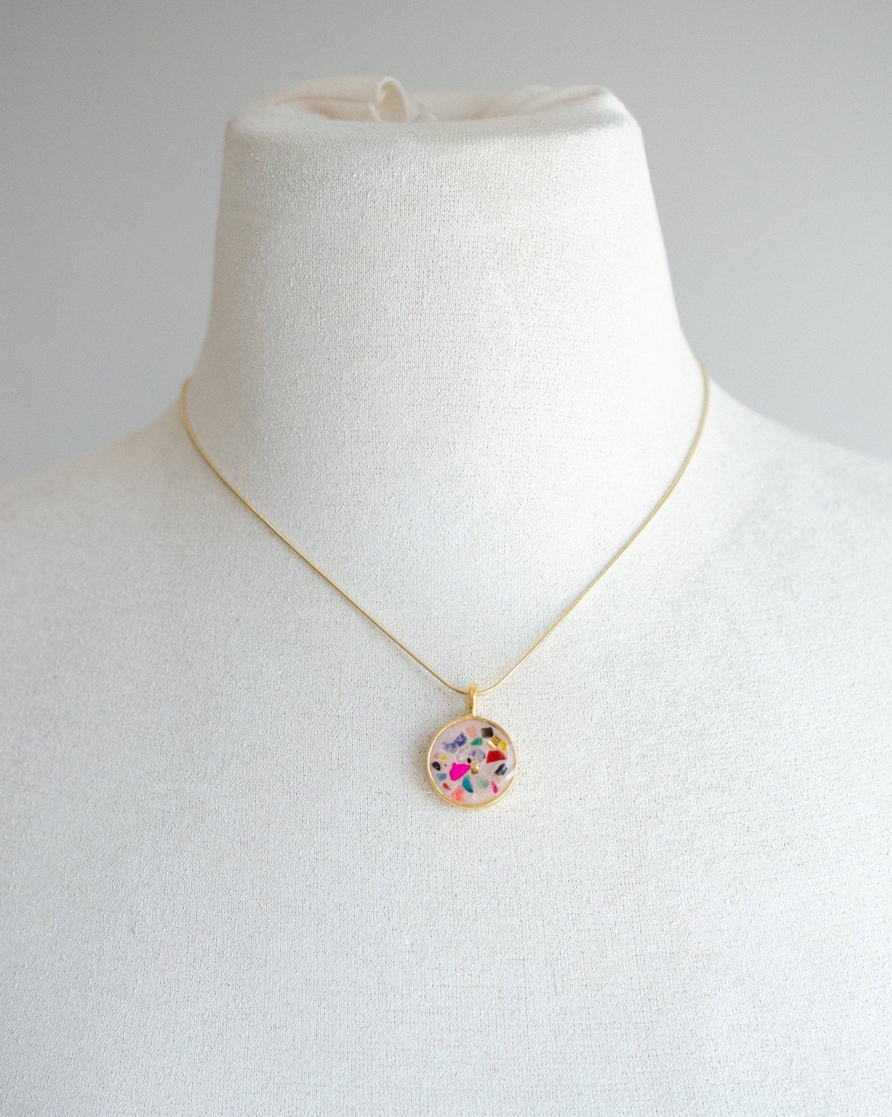 Terrazzo Stone Necklace - Light Pink