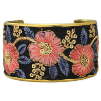 Thumbnail for Vintage Pink Blue Embroidered Cuff Bracelet