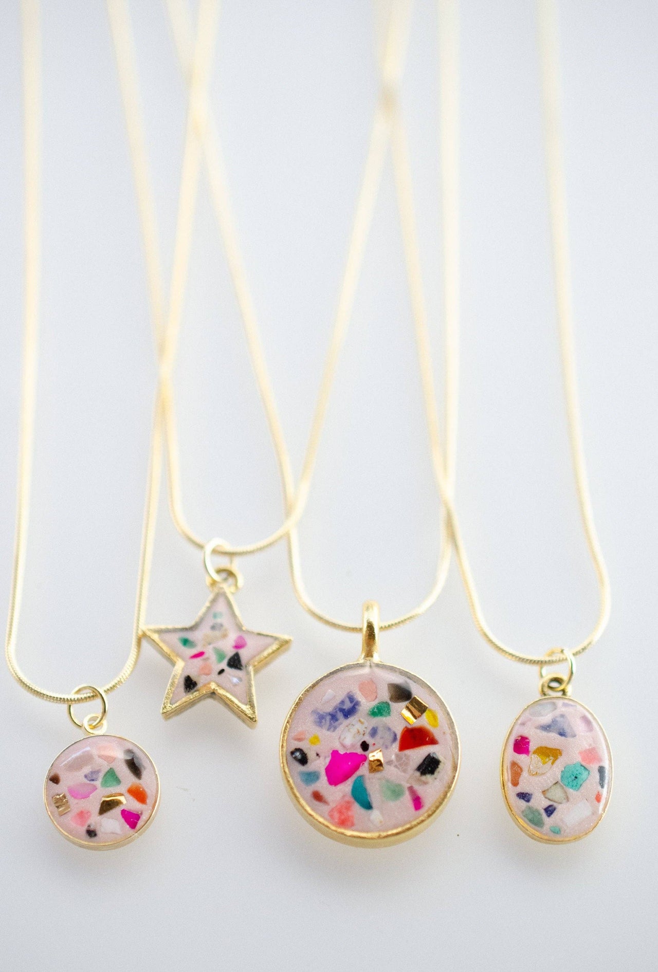 Terrazzo Stone Necklace - Light Pink