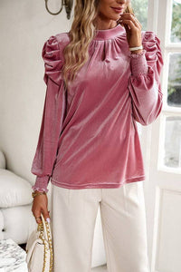 Thumbnail for Velvet Tie Back Blouse