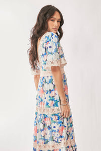 Thumbnail for WATER PAINTING FLORAL ZIPPERED MAXI DRESS