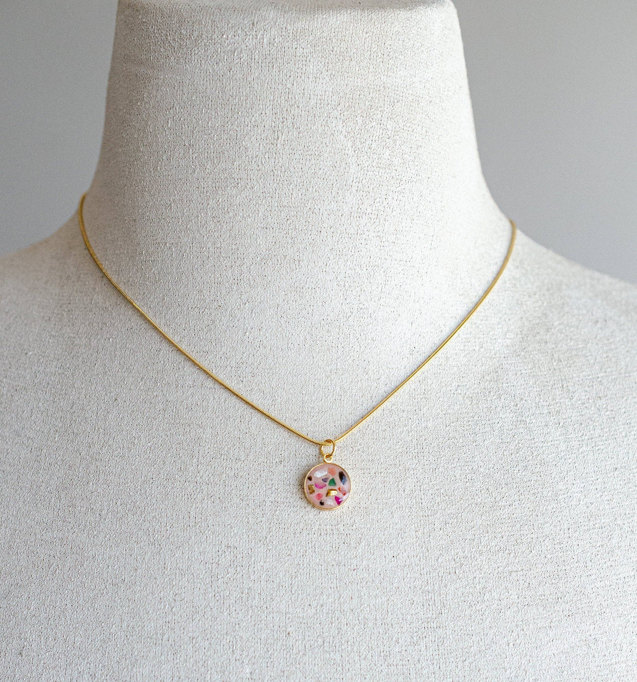 Terrazzo Stone Necklace - Light Pink