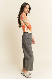 Thumbnail for FLORAL PRINT MESH LONG SLEEVE LAYERING TOP
