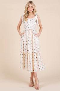Thumbnail for Plus Strawberry Tiered Midi Sundress