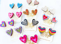 Thumbnail for Valentine's Day Heart Stud Earrings - Rainbow Stripe