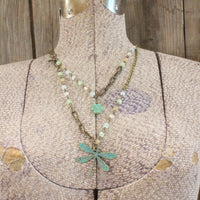 Thumbnail for Picasso Wildflower Glass Bead Dragonfly Necklace