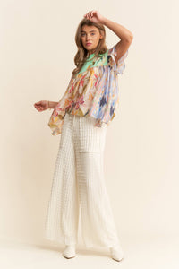 Thumbnail for Floral Print Flowy Boho Top
