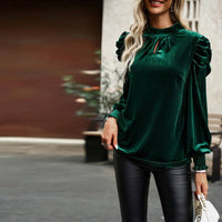 Thumbnail for Velvet Tie Back Blouse