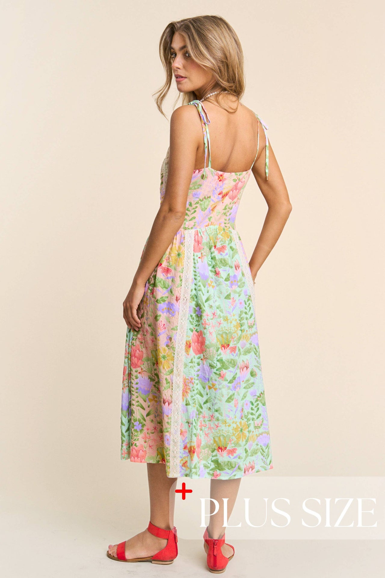 Plus size Spaghetti Multicolor Floral Print 1x -3x