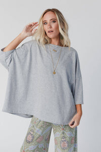 Thumbnail for Cozy Cool Oversized Tee - Heather Gray