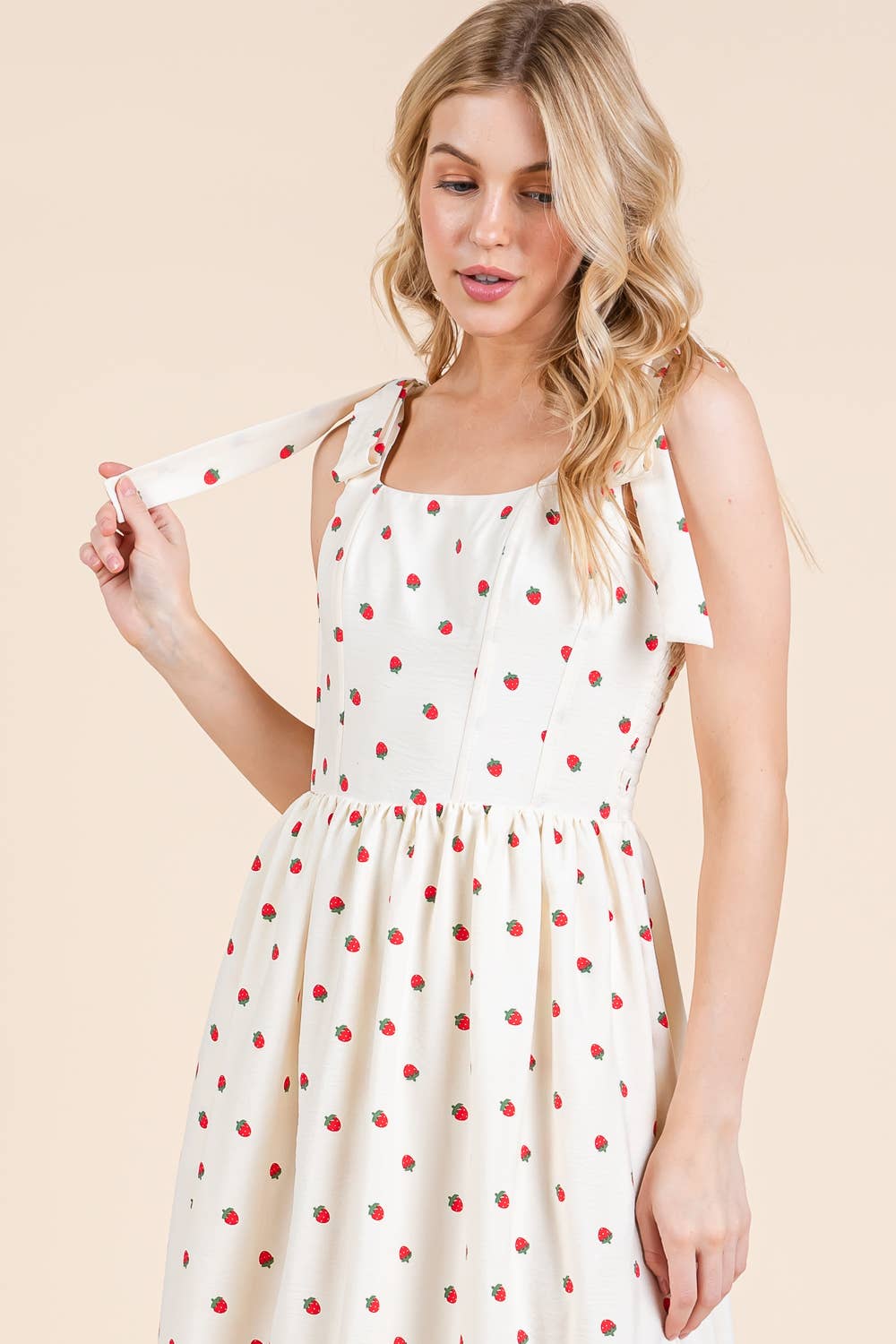 Plus Strawberry Tiered Midi Sundress