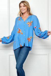 Thumbnail for EMBROIDERED PAPAYA WOVEN BLOUSE