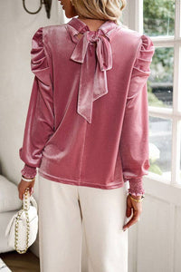 Thumbnail for Velvet Tie Back Blouse