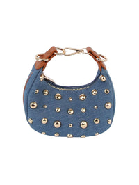 Thumbnail for Petite gold stone studded denim crossbody
