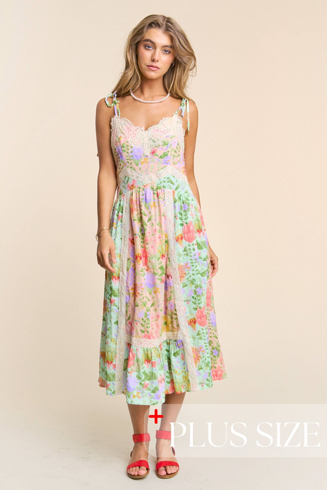 Plus size Spaghetti Multicolor Floral Print 1x -3x