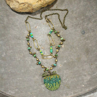 Thumbnail for A Green Apple A Day Layered Rhinestone Necklace