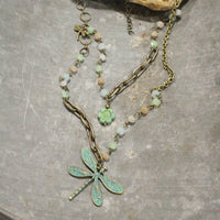 Thumbnail for Picasso Wildflower Glass Bead Dragonfly Necklace