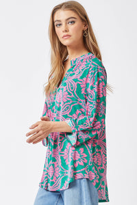 Thumbnail for 3/4 Sleeve Lizzy Wrinkle Free Blouse: Emerald Pink