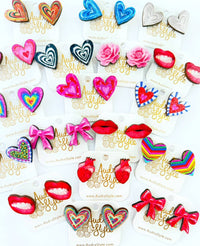 Thumbnail for Valentine's Day Heart Stud Earrings - Rainbow Stripe