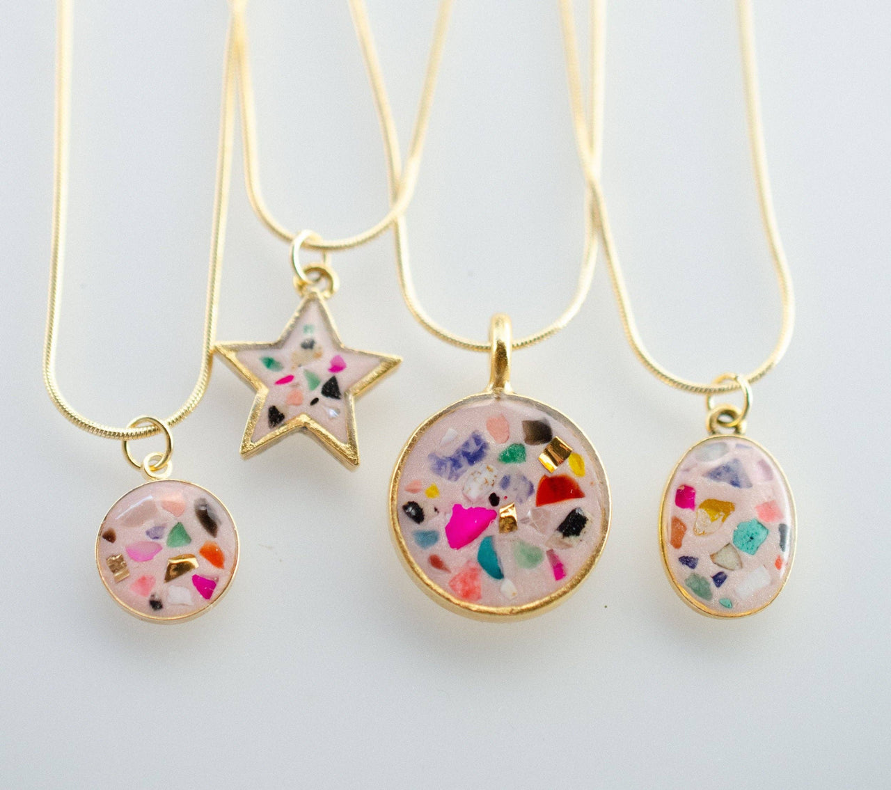 Terrazzo Stone Necklace - Light Pink