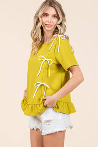 Thumbnail for 3-Bow Short Sleeve Top