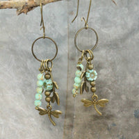 Thumbnail for New Beginnings Dragonfly & Bronze Metal Charmers Earrings