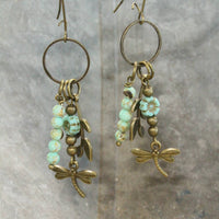 Thumbnail for New Beginnings Dragonfly & Bronze Metal Charmers Earrings