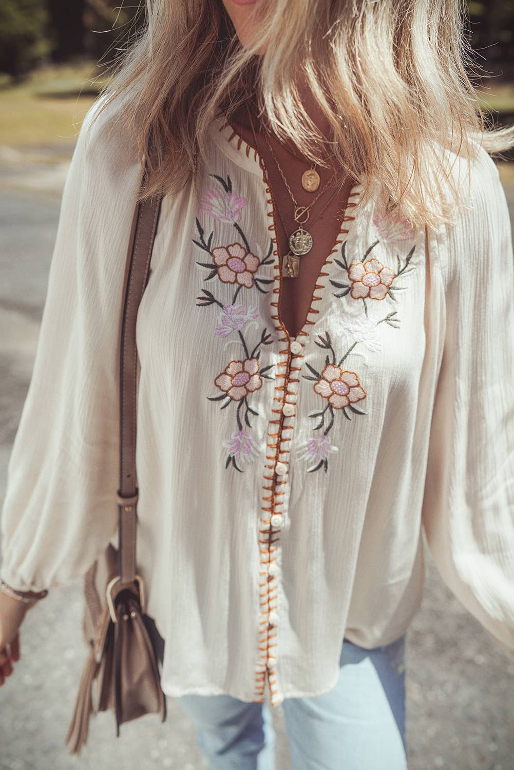 Floral Embroidered Textured Buttoned Shirt | S-XL