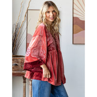 Thumbnail for Vintage Embroidery Patch Velvet Top