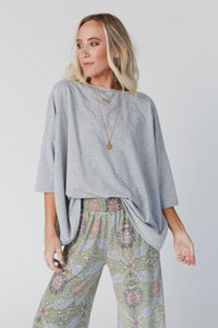 Thumbnail for Cozy Cool Oversized Tee - Heather Gray