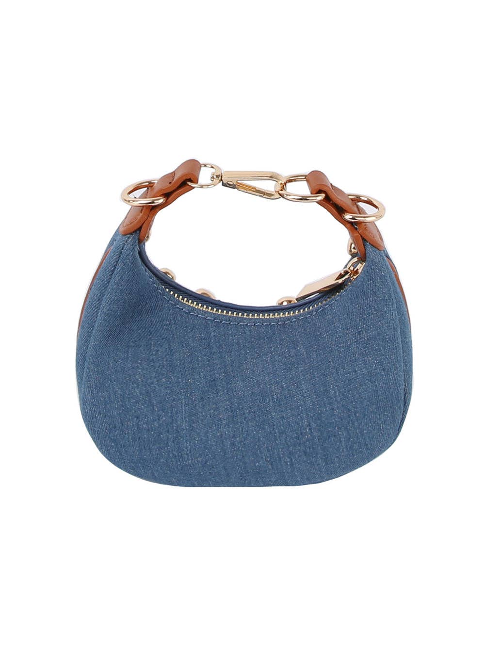 Petite gold stone studded denim crossbody