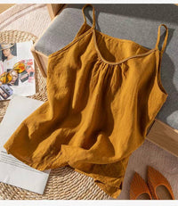 Thumbnail for Cotton Linen Camisole Tank Top