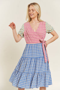 Thumbnail for Colorblock Gingham Dress