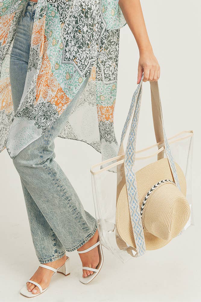 Hat Carrying Clear Tote Bag: Navy