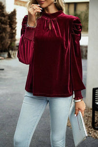 Thumbnail for Velvet Tie Back Blouse