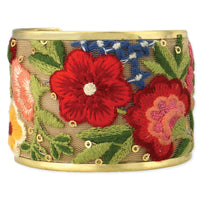 Thumbnail for Mesh Red Flower Embroidered Elegance Cuff Bracelet