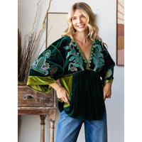 Thumbnail for Vintage Embroidery Patch Velvet Top
