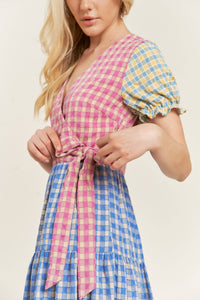 Thumbnail for Colorblock Gingham Dress