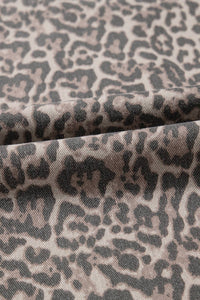 Thumbnail for Leopard Frayed Edge Wide Leg High Waist Jeans