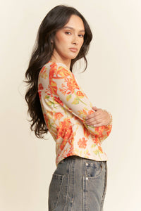Thumbnail for FLORAL PRINT MESH LONG SLEEVE LAYERING TOP