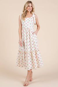 Thumbnail for Plus Strawberry Tiered Midi Sundress