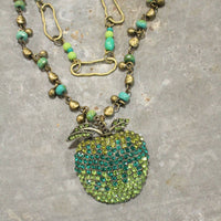Thumbnail for A Green Apple A Day Layered Rhinestone Necklace