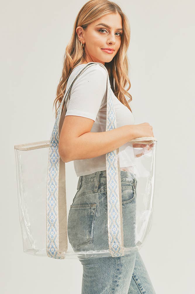 Hat Carrying Clear Tote Bag: Navy